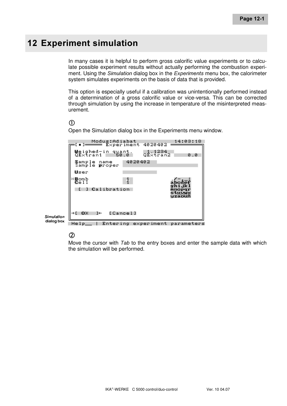 Shulphqw vlpxodwlrq | IKA C 5000 control Package 2/12 User Manual | Page 93 / 128