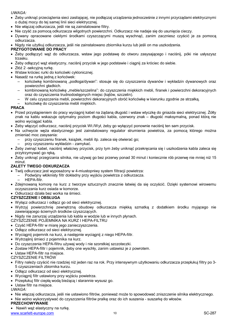 Scarlett SC-287 User Manual | Page 10 / 24