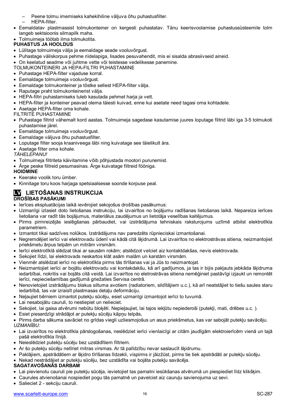 Scarlett SC-287 User Manual | Page 16 / 24