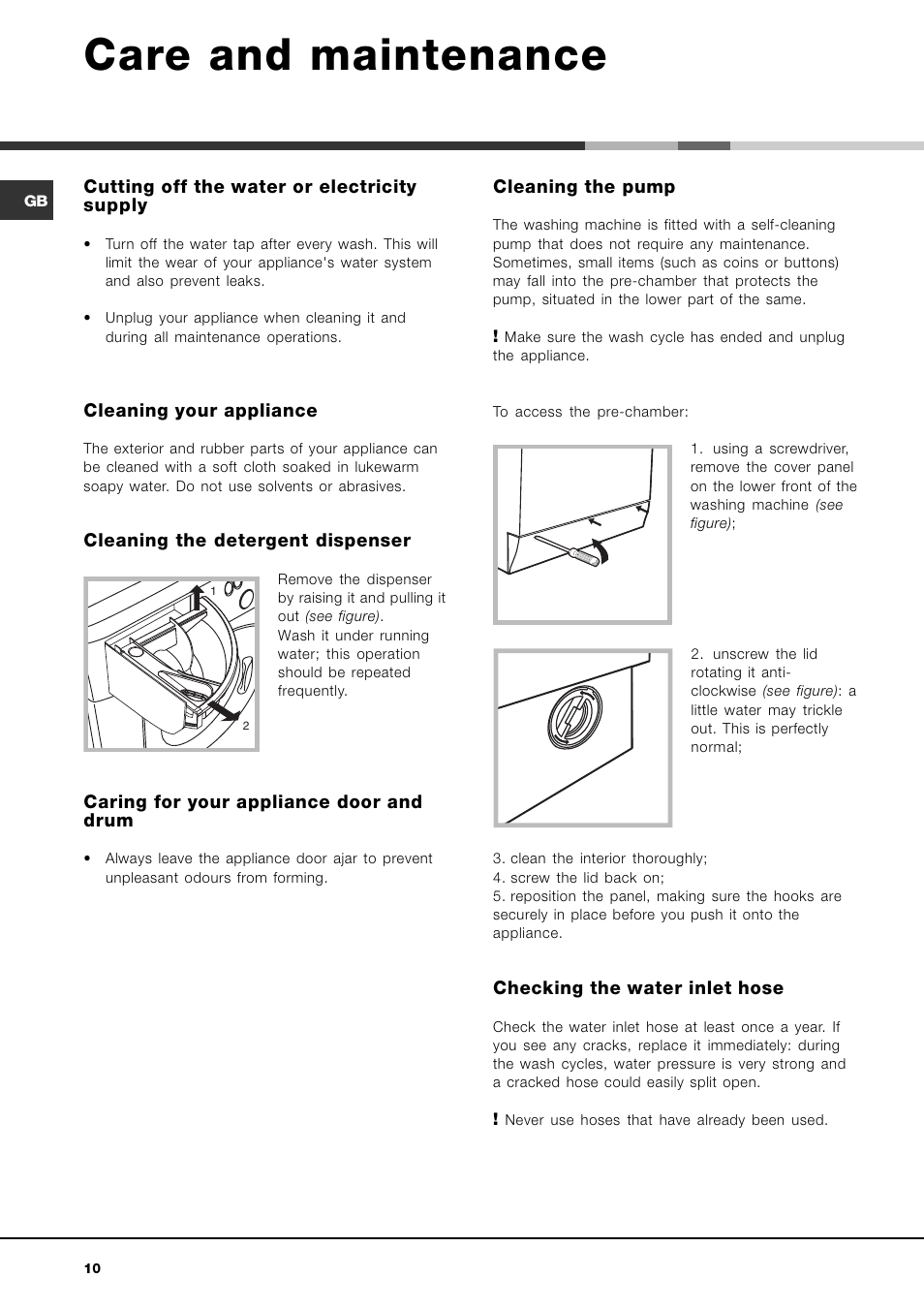 Care and maintenance | Ariston AVSD 109 User Manual | Page 10 / 84