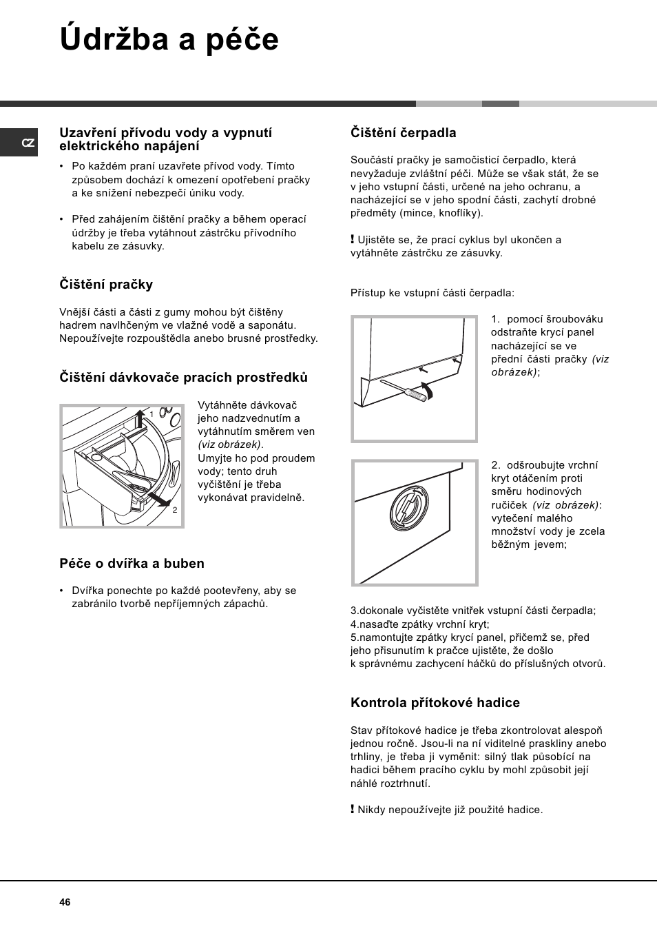 Údrba a péèe | Ariston AVSD 109 User Manual | Page 46 / 84