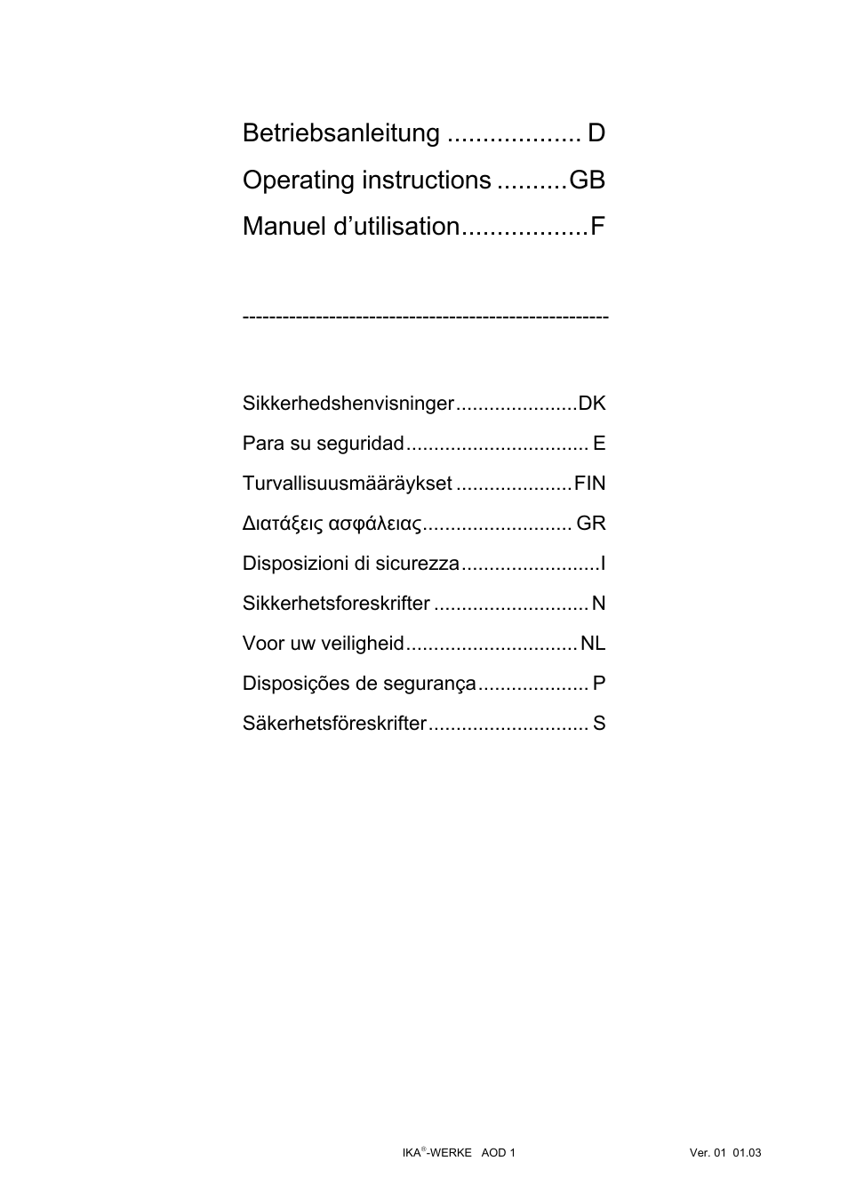 IKA AOD 1 User Manual | Page 4 / 142