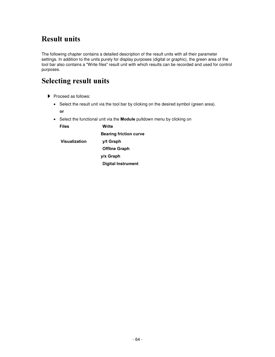 5hvxow xqlwv, 6hohfwlqj uhvxow xqlwv | IKA labworldsoft User Manual | Page 64 / 158