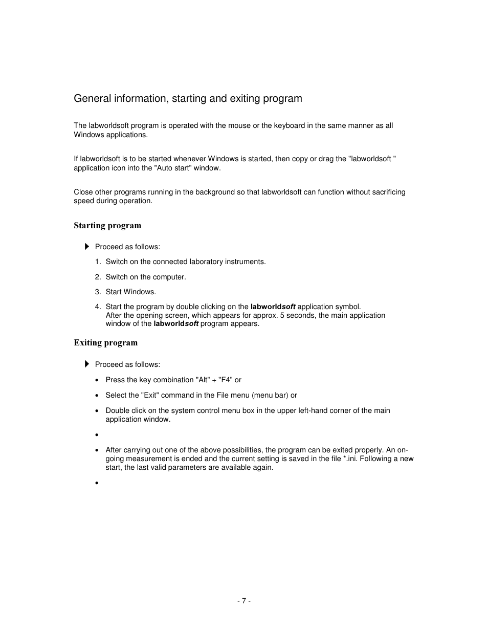 General information, starting and exiting program | IKA labworldsoft User Manual | Page 7 / 158