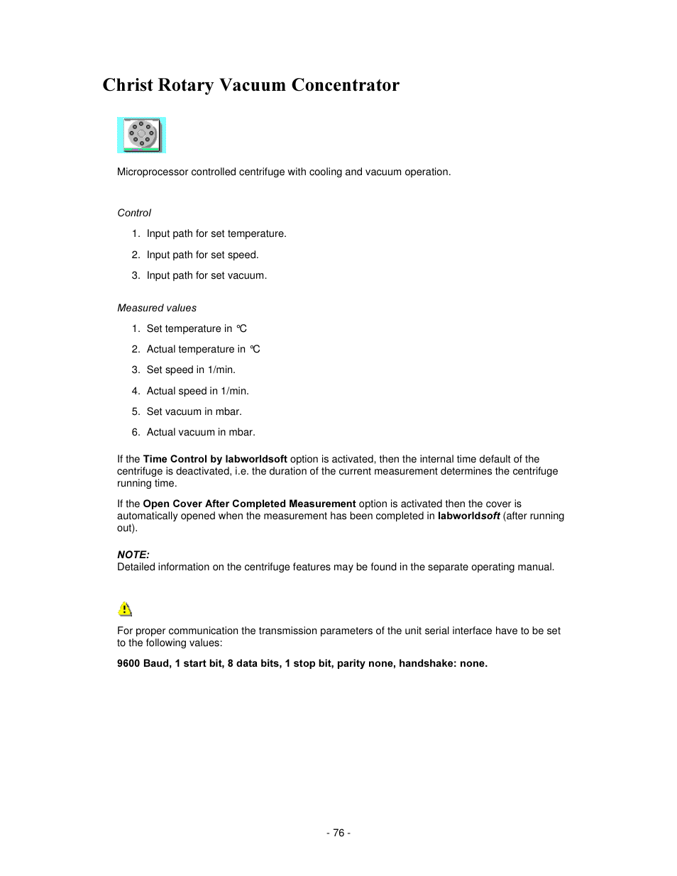 Kulvw 5rwdu\ 9dfxxp &rqfhqwudwru | IKA labworldsoft User Manual | Page 76 / 158