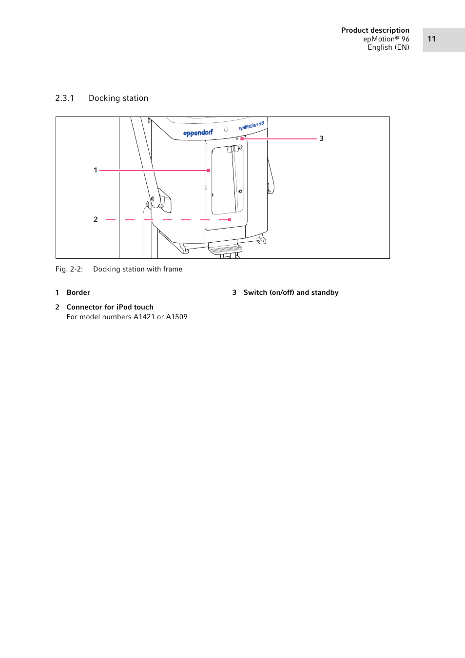 1 docking station, Docking station | Eppendorf epMotion 96 User Manual | Page 11 / 76