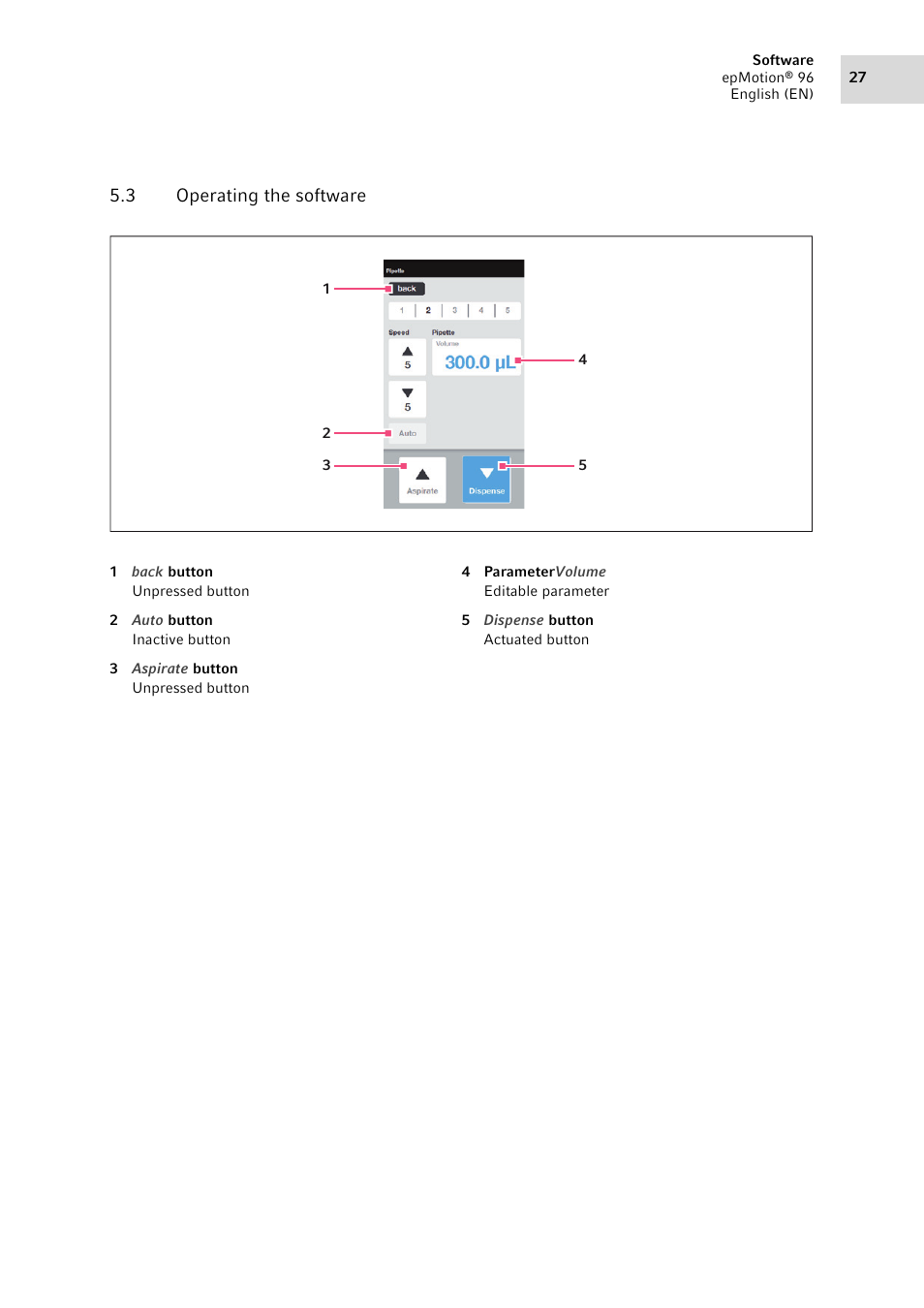 3 operating the software, Operating the software | Eppendorf epMotion 96 User Manual | Page 27 / 76