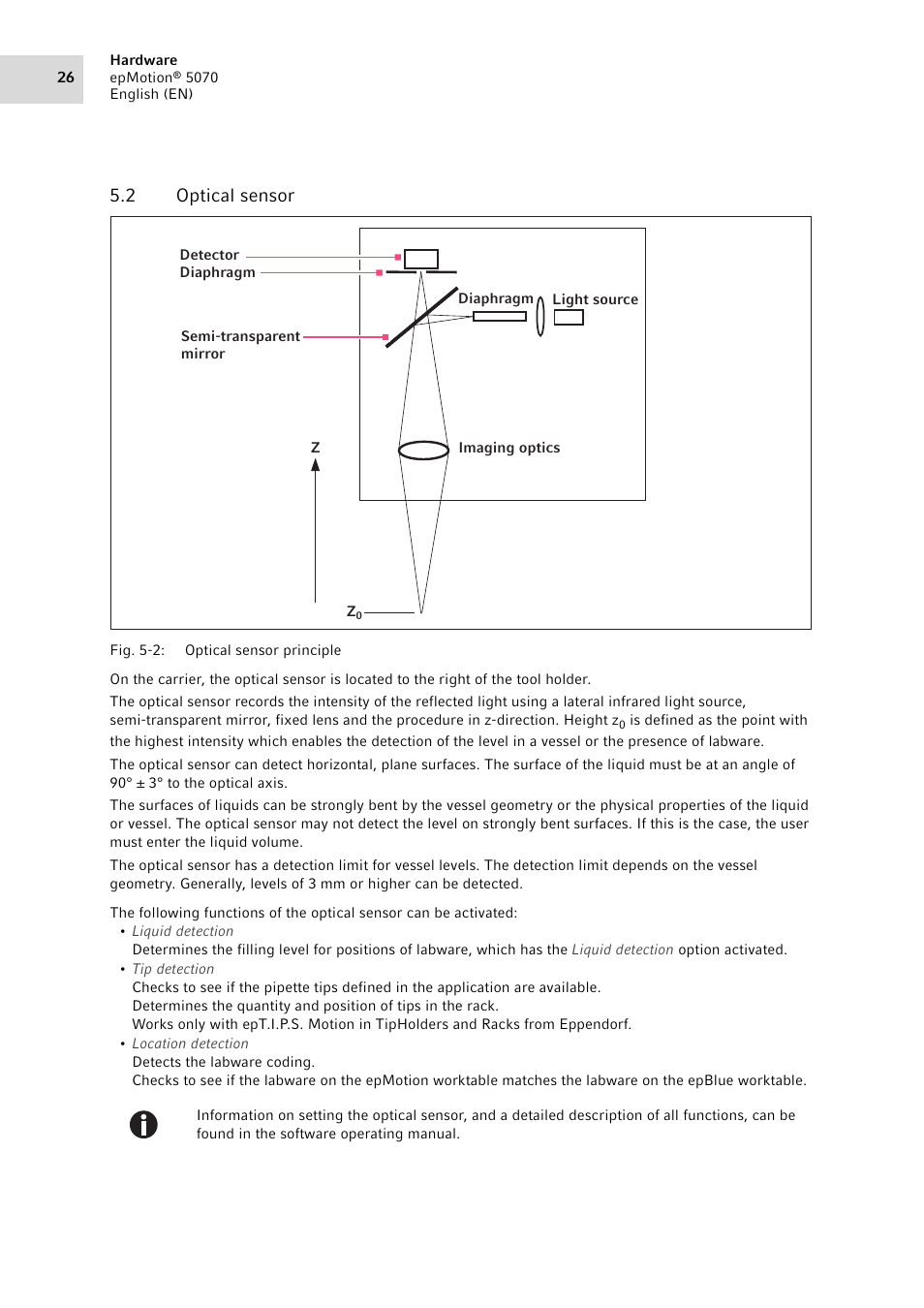 2 optical sensor, Optical sensor | Eppendorf epMotion 5070 User Manual | Page 26 / 100