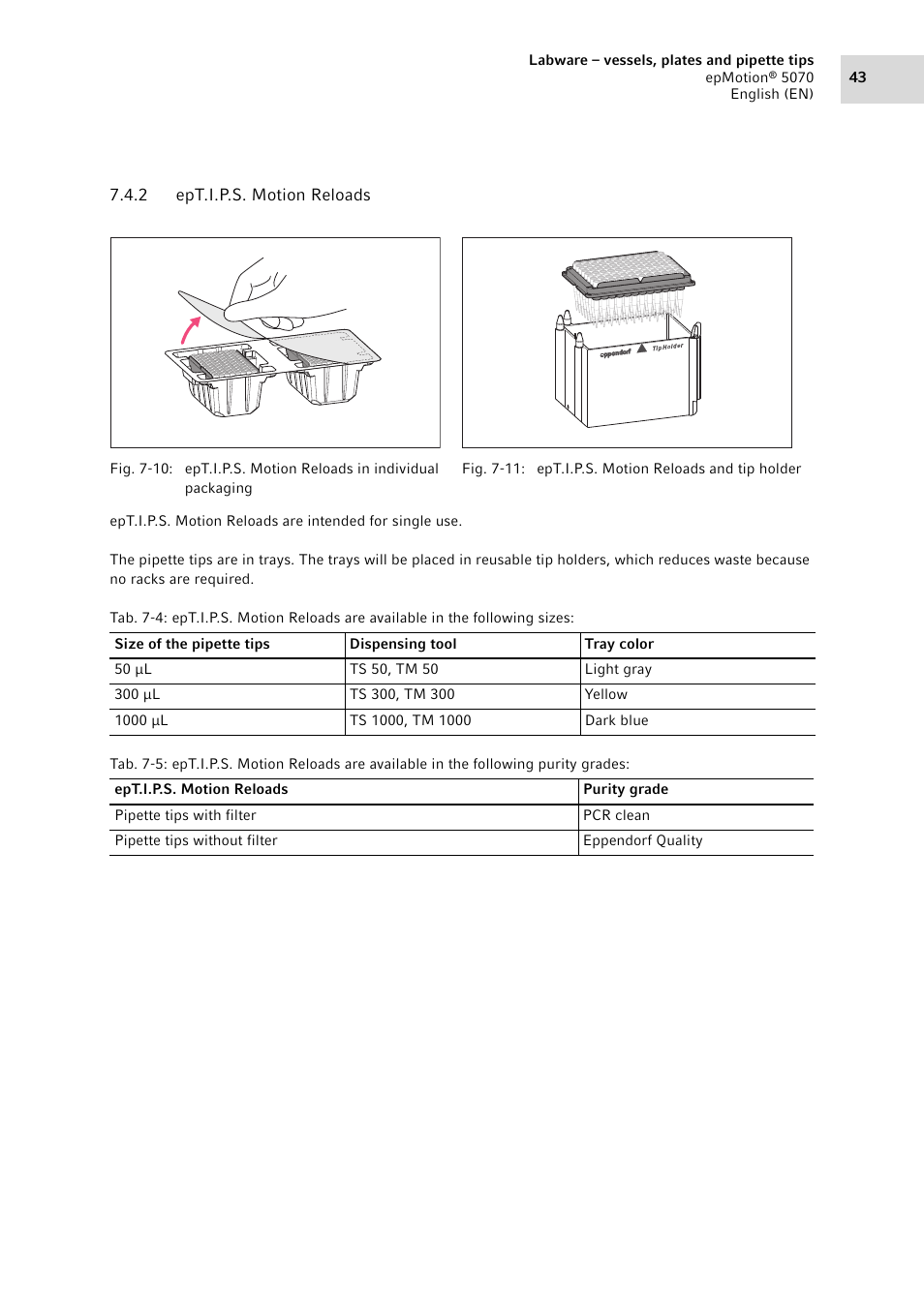 2 ept.i.p.s. motion reloads, Ept.i.p.s. motion reloads | Eppendorf epMotion 5070 User Manual | Page 43 / 100