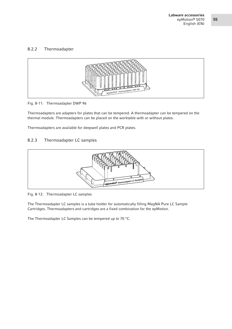 2 thermoadapter, 3 thermoadapter lc samples, Thermoadapter | Thermoadapter lc samples | Eppendorf epMotion 5070 User Manual | Page 55 / 100
