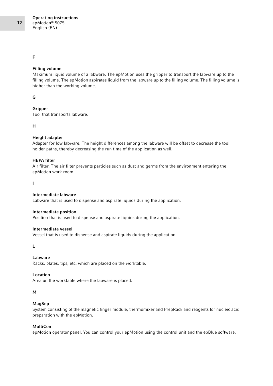 Eppendorf epMotion 5075 User Manual | Page 12 / 130