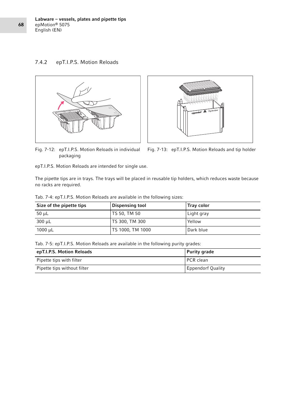 2 ept.i.p.s. motion reloads, Ept.i.p.s. motion reloads | Eppendorf epMotion 5075 User Manual | Page 68 / 130