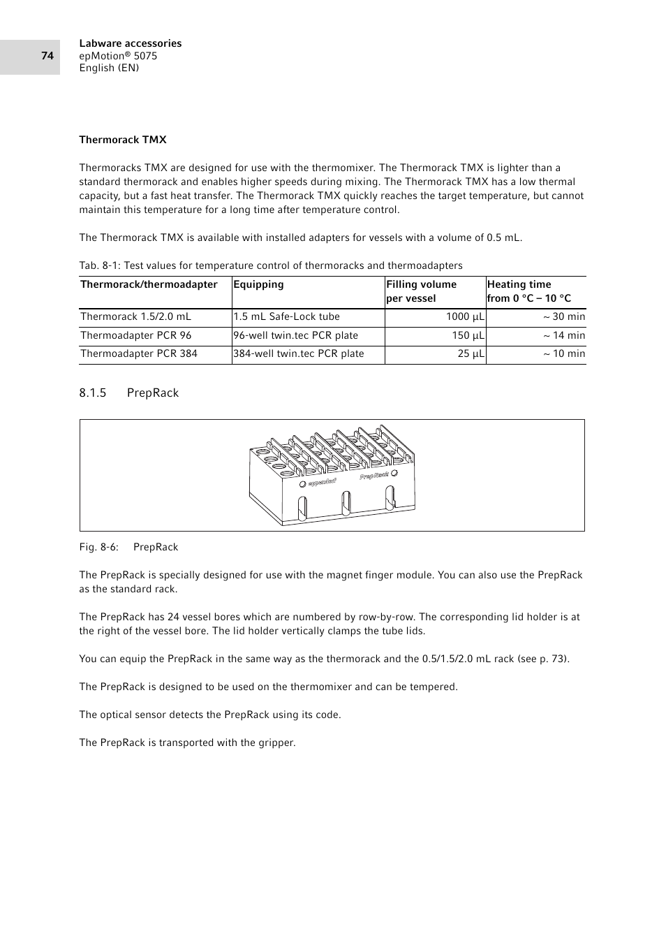 5 preprack, Preprack | Eppendorf epMotion 5075 User Manual | Page 74 / 130