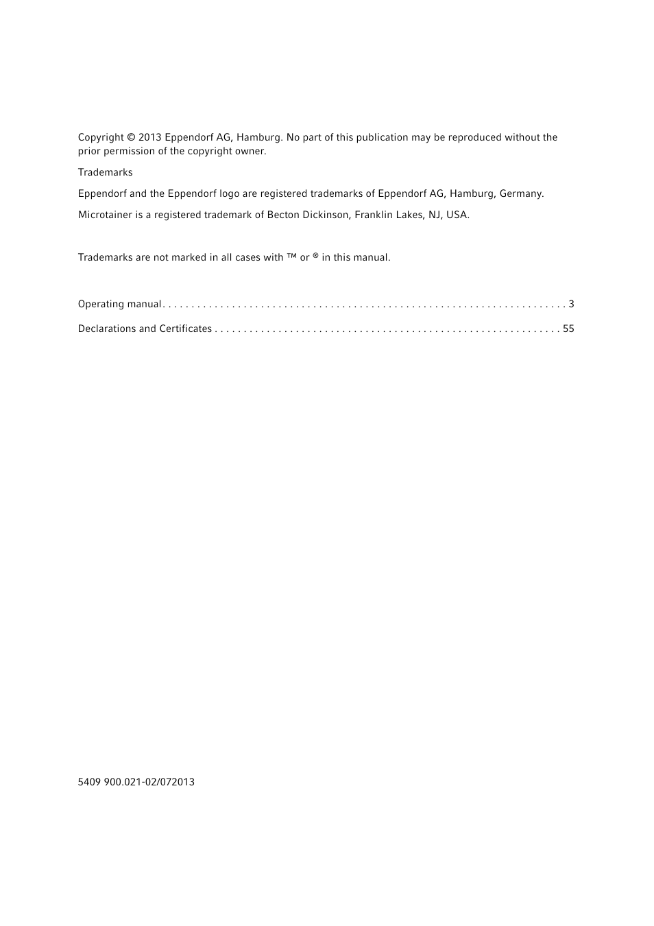 Eppendorf Centrifuge 5427 R User Manual | Page 2 / 64