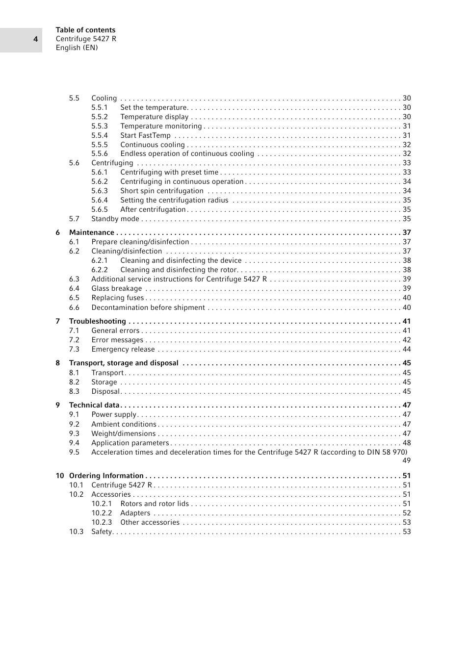 Eppendorf Centrifuge 5427 R User Manual | Page 4 / 64