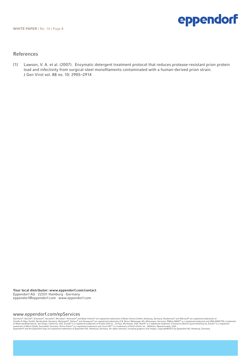 References, White paper i no. 14 i page 8 | Eppendorf White Paper 14 User Manual | Page 8 / 8