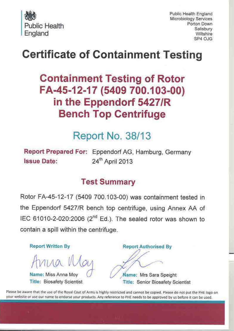 Eppendorf Centrifuge 5427 R User Manual | Page 100 / 104