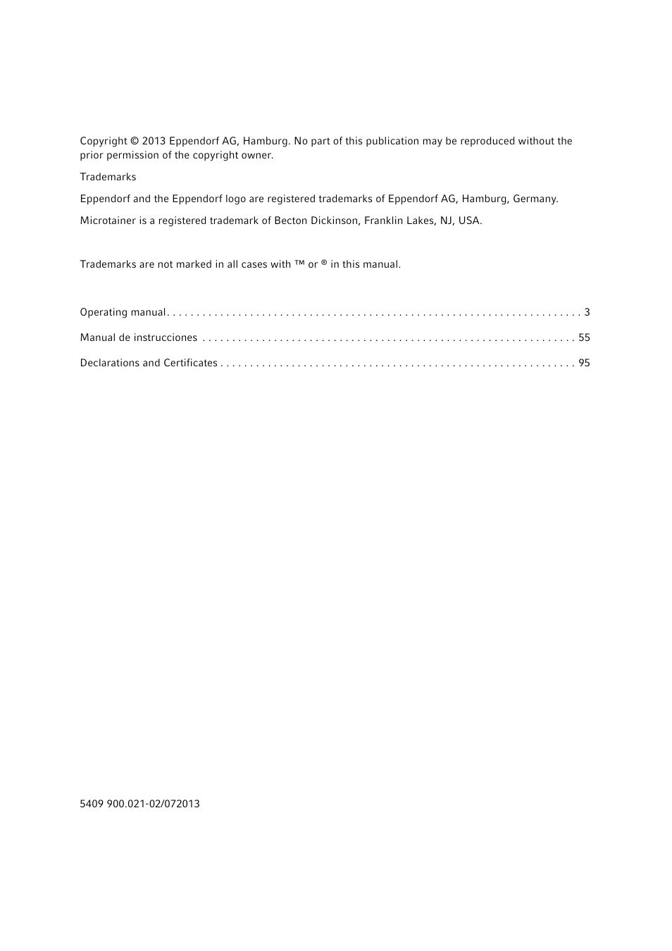 Eppendorf Centrifuge 5427 R User Manual | Page 2 / 104