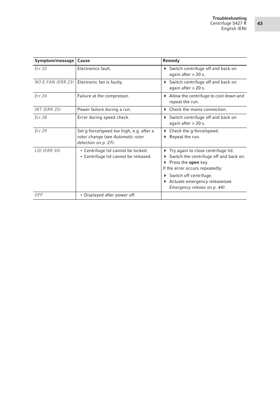 Eppendorf Centrifuge 5427 R User Manual | Page 43 / 104