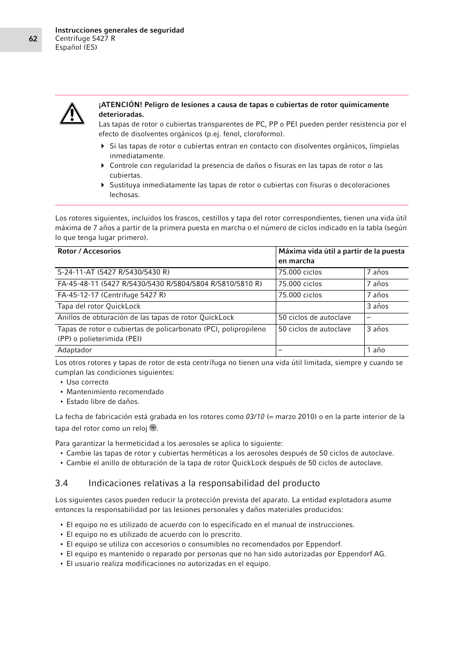 Eppendorf Centrifuge 5427 R User Manual | Page 62 / 104