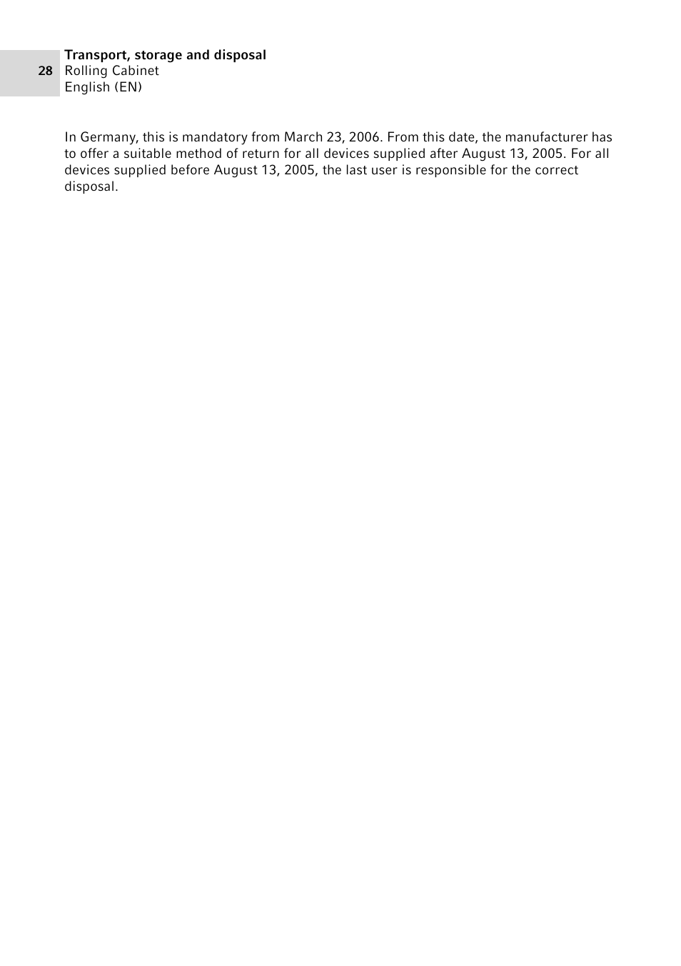 Eppendorf Rolling Cabinet User Manual | Page 28 / 34