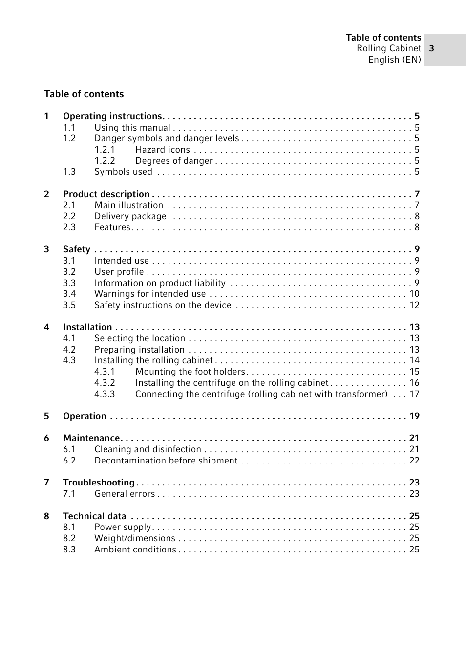 Eppendorf Rolling Cabinet User Manual | Page 3 / 34