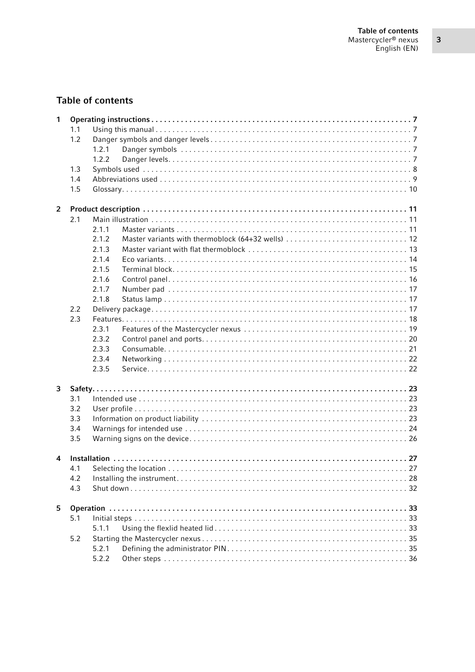 Eppendorf Mastercycler nexus User Manual | Page 3 / 118