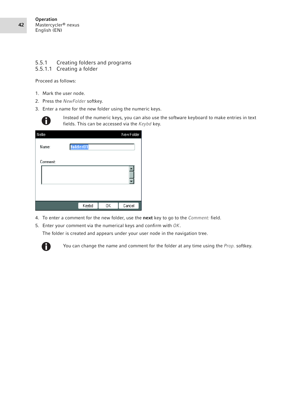 1 creating folders and programs, Creating folders and programs | Eppendorf Mastercycler nexus User Manual | Page 42 / 118