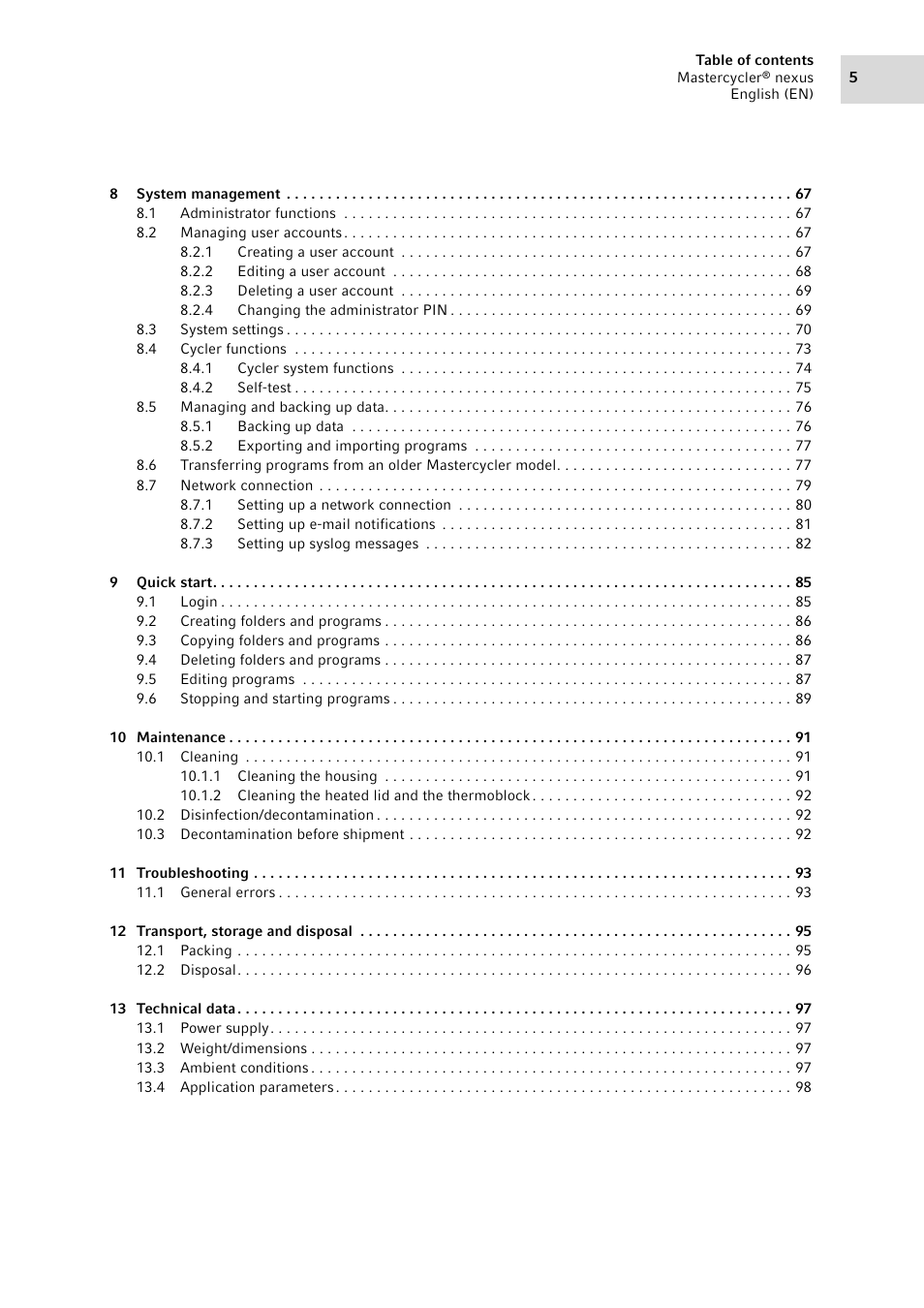 Eppendorf Mastercycler nexus User Manual | Page 5 / 118