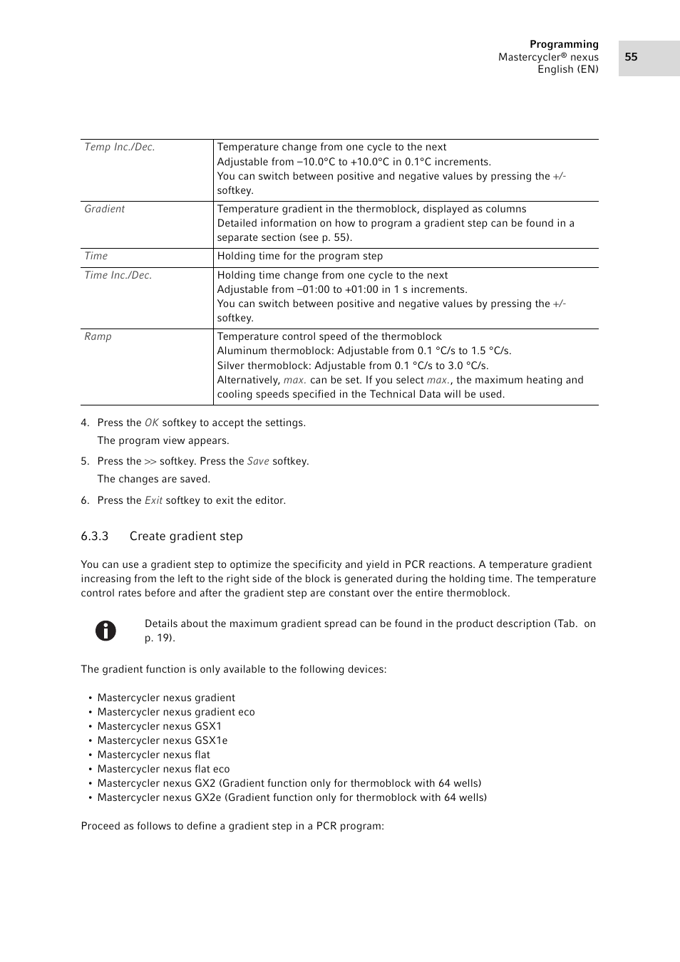 3 create gradient step, Create gradient step | Eppendorf Mastercycler nexus User Manual | Page 55 / 118