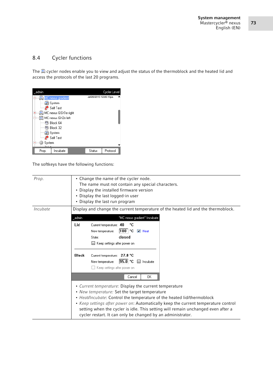 4 cycler functions, Cycler functions | Eppendorf Mastercycler nexus User Manual | Page 73 / 118