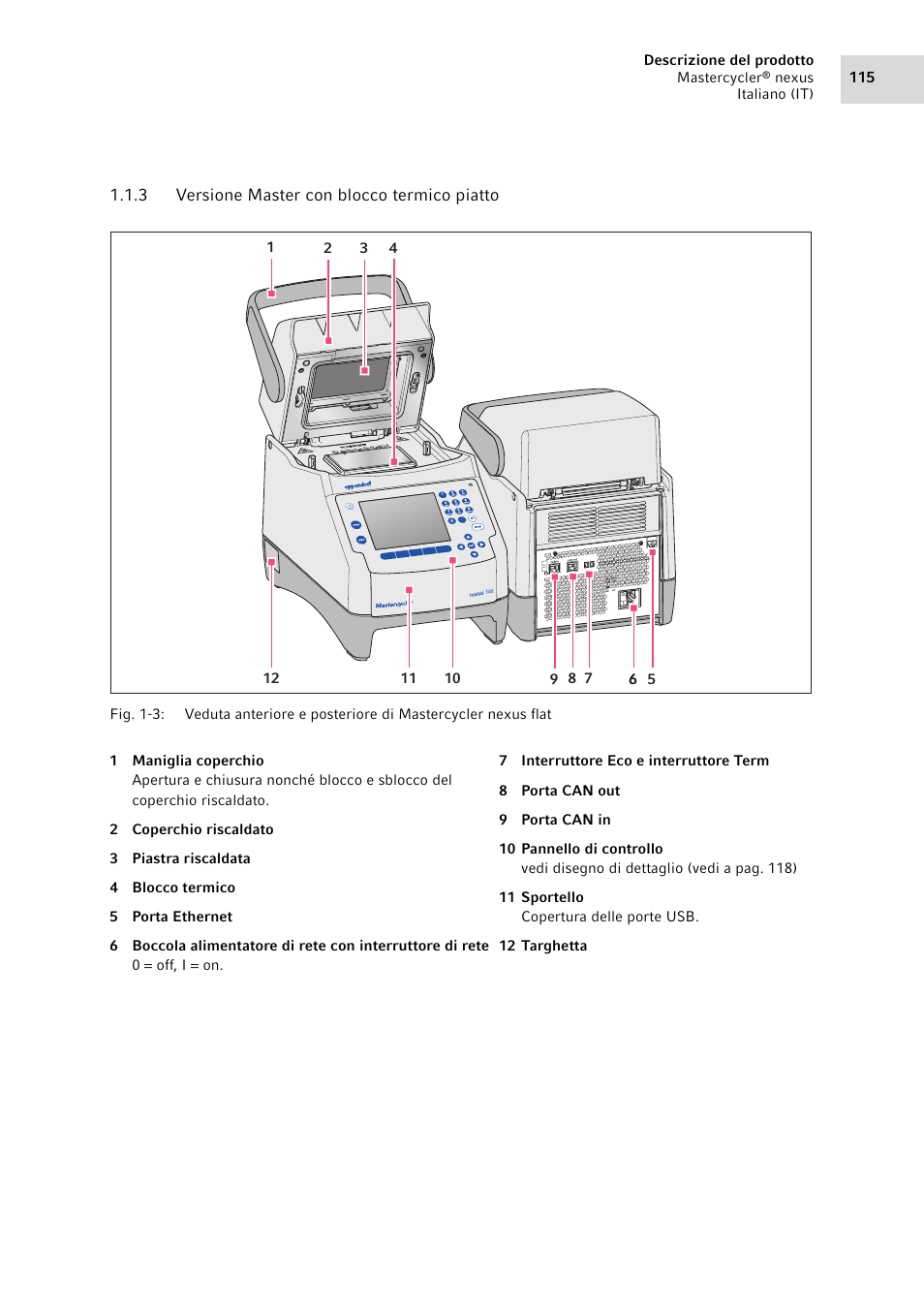 3 versione master con blocco termico piatto, Versione master con blocco termico piatto | Eppendorf Mastercycler nexus User Manual | Page 115 / 142