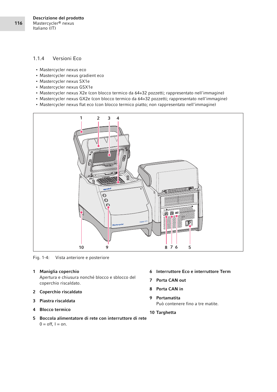 4 versioni eco, Versioni eco | Eppendorf Mastercycler nexus User Manual | Page 116 / 142