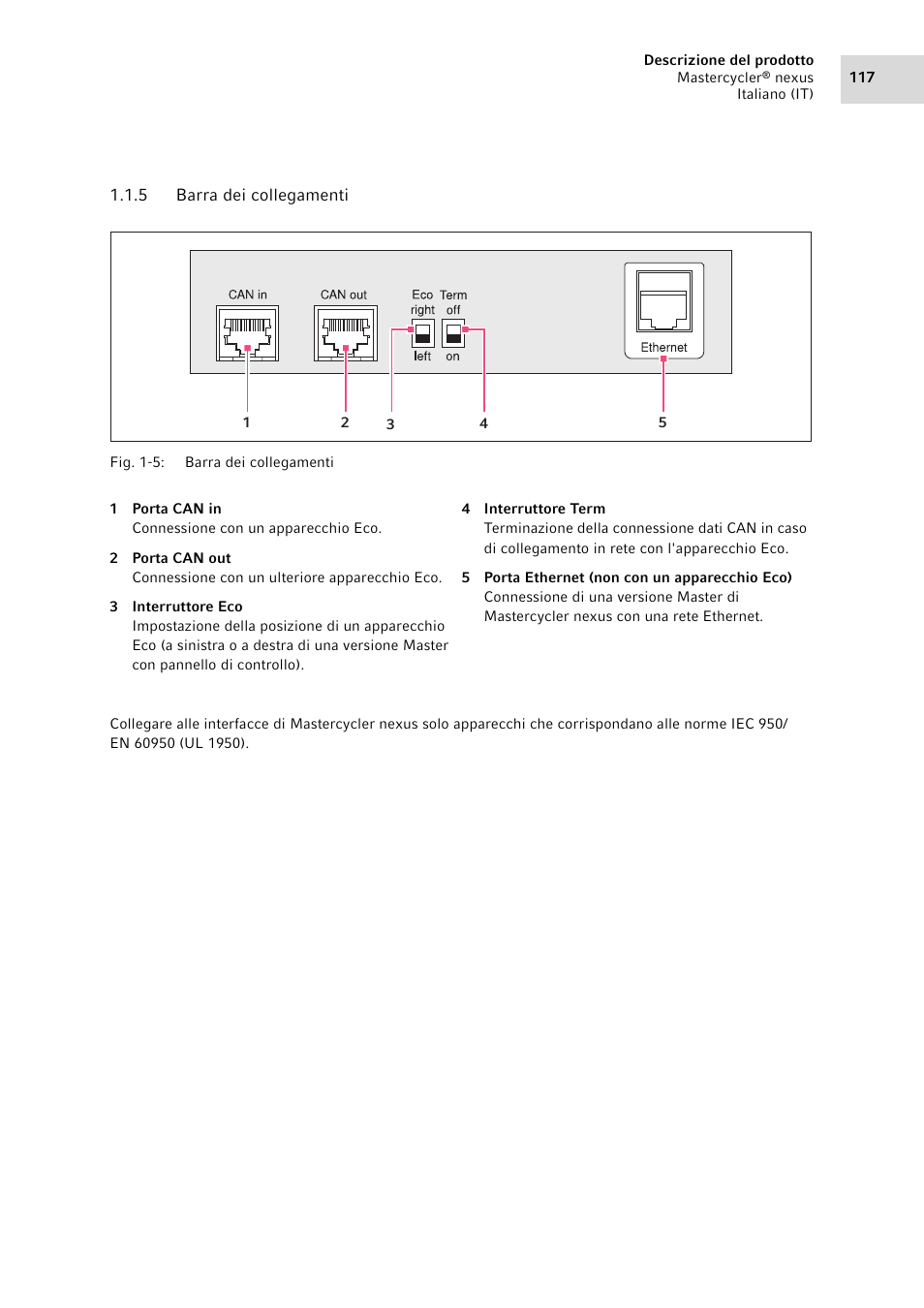 5 barra dei collegamenti, Barra dei collegamenti | Eppendorf Mastercycler nexus User Manual | Page 117 / 142