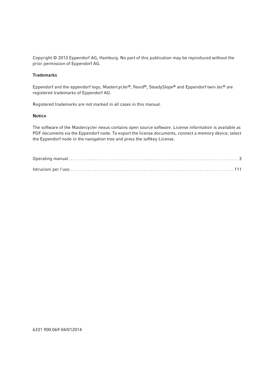 Eppendorf Mastercycler nexus User Manual | Page 2 / 142