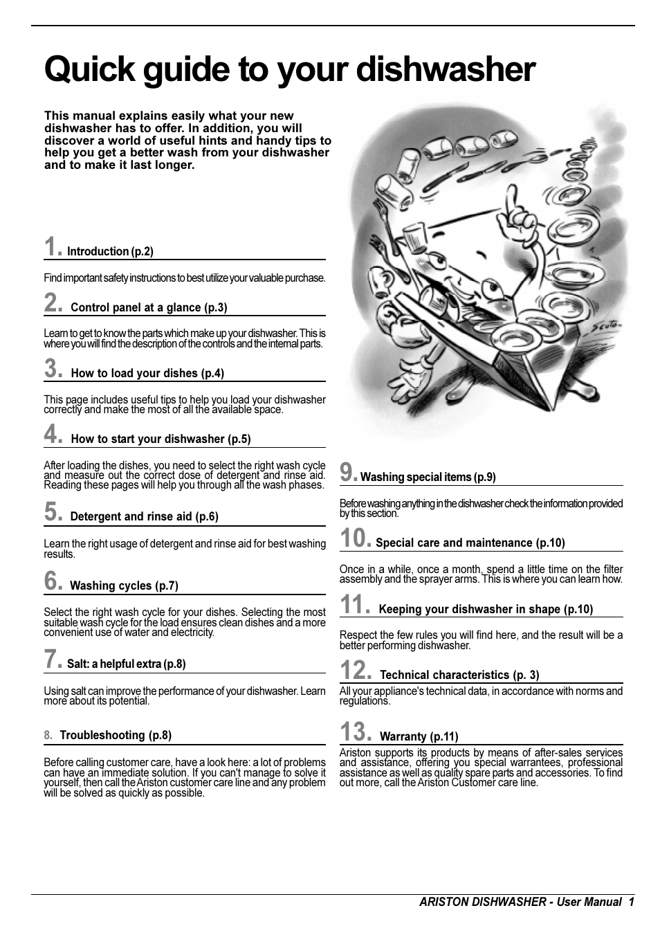Quick guide to your dishwasher | Ariston L 63 B-S-W User Manual | Page 2 / 31