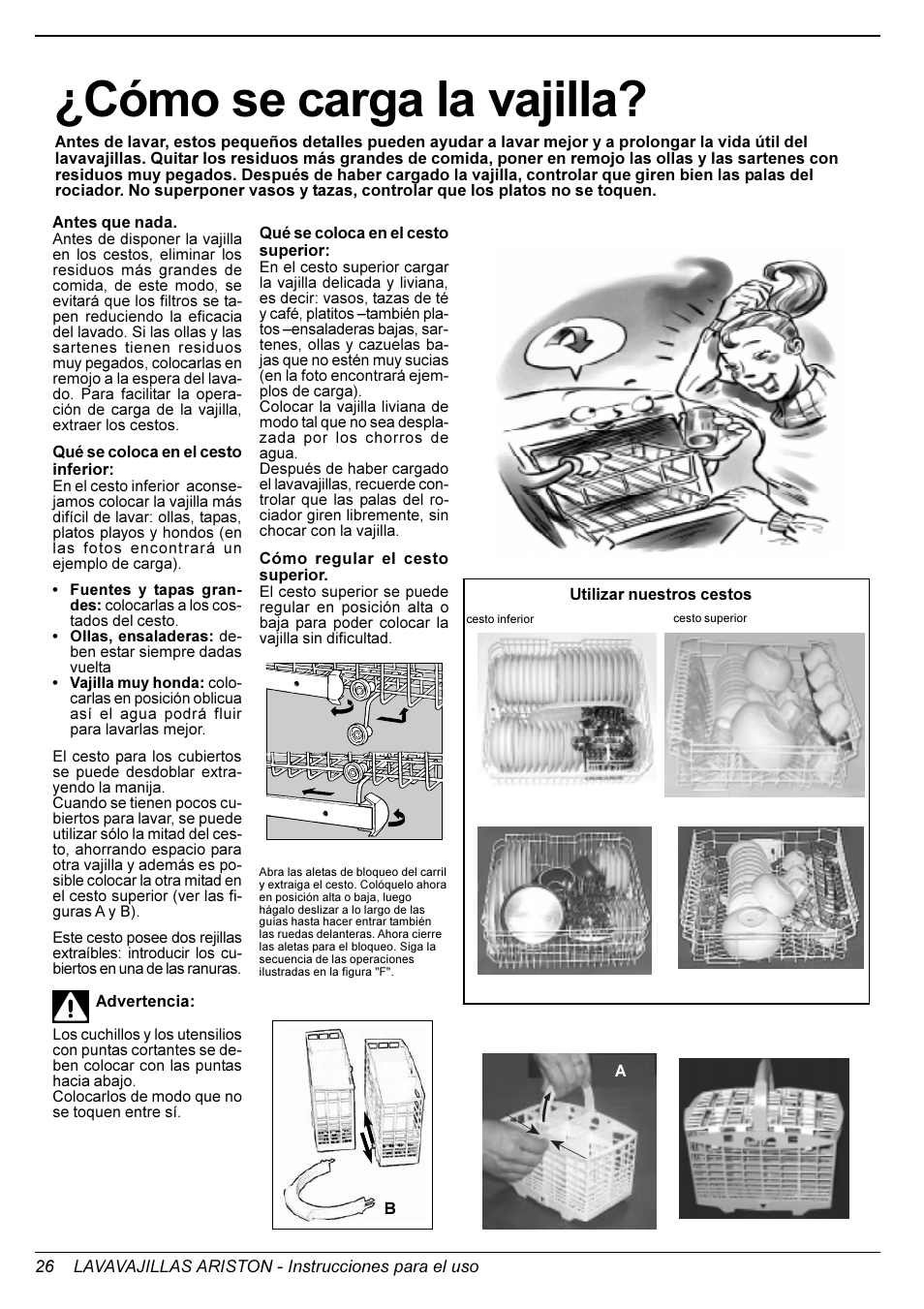 Cómo se carga la vajilla | Ariston L 63 B-S-W User Manual | Page 25 / 31