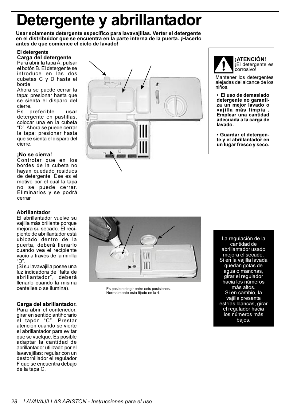 Detergente y abrillantador | Ariston L 63 B-S-W User Manual | Page 27 / 31