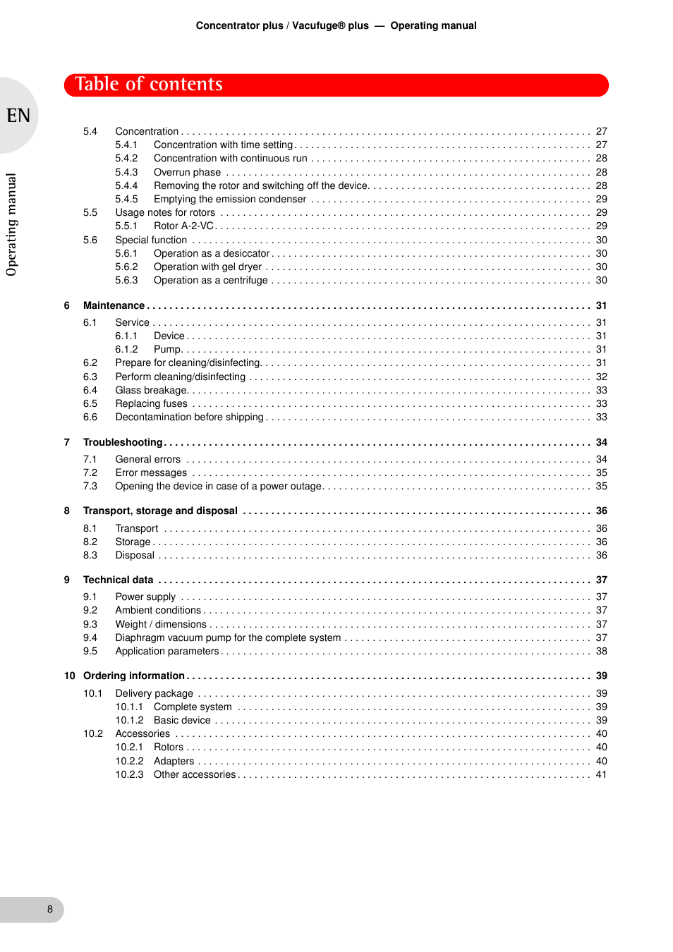 Eppendorf Concentrator plus User Manual | Page 6 / 43