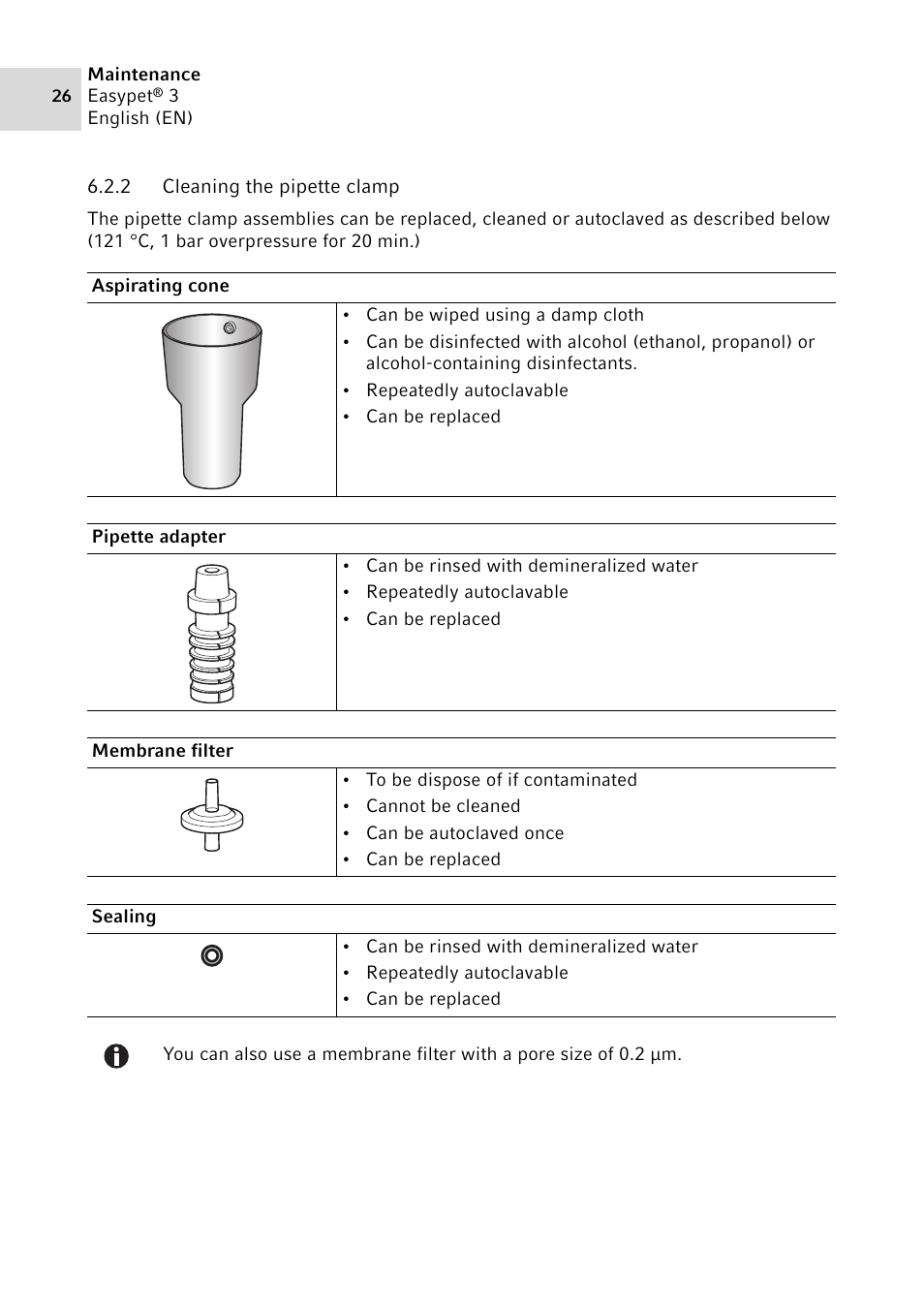 2 cleaning the pipette clamp, Cleaning the pipette clamp | Eppendorf Easypet 3 User Manual | Page 26 / 38