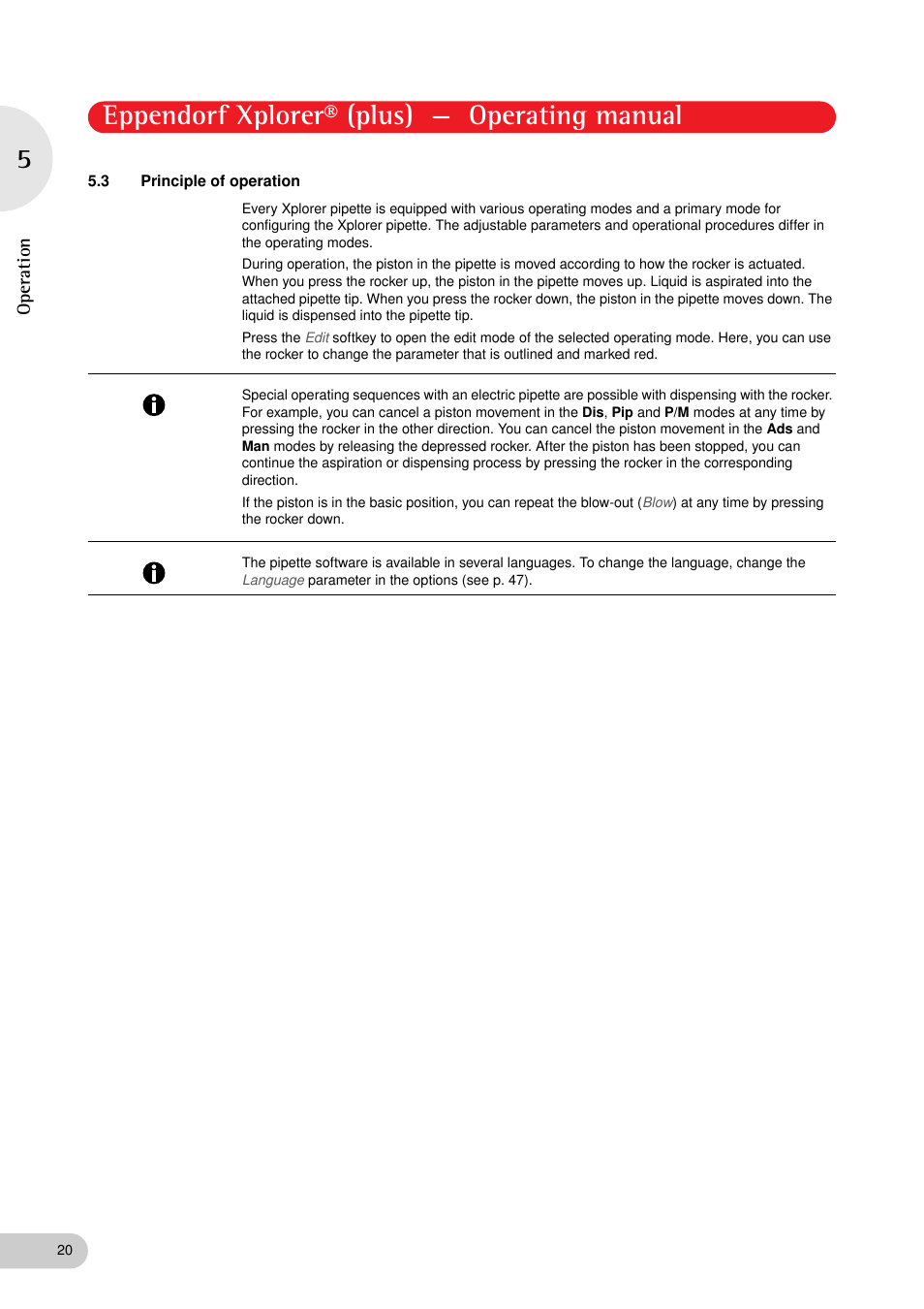 3 principle of operation, Principle of operation, Eppendorf xplorer® (plus) — operating manual | Eppendorf XplorerPlus User Manual | Page 20 / 74