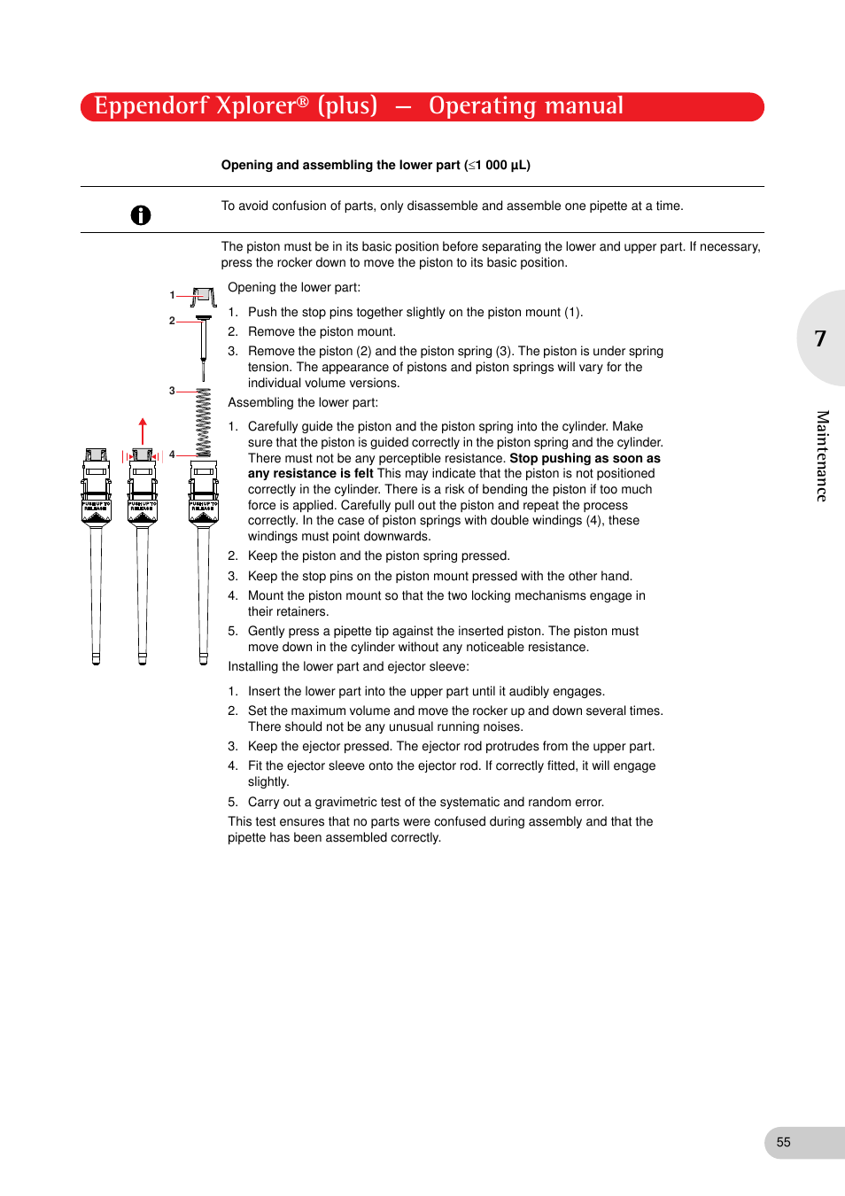 Eppendorf xplorer® (plus) — operating manual, Maintenance | Eppendorf XplorerPlus User Manual | Page 55 / 74