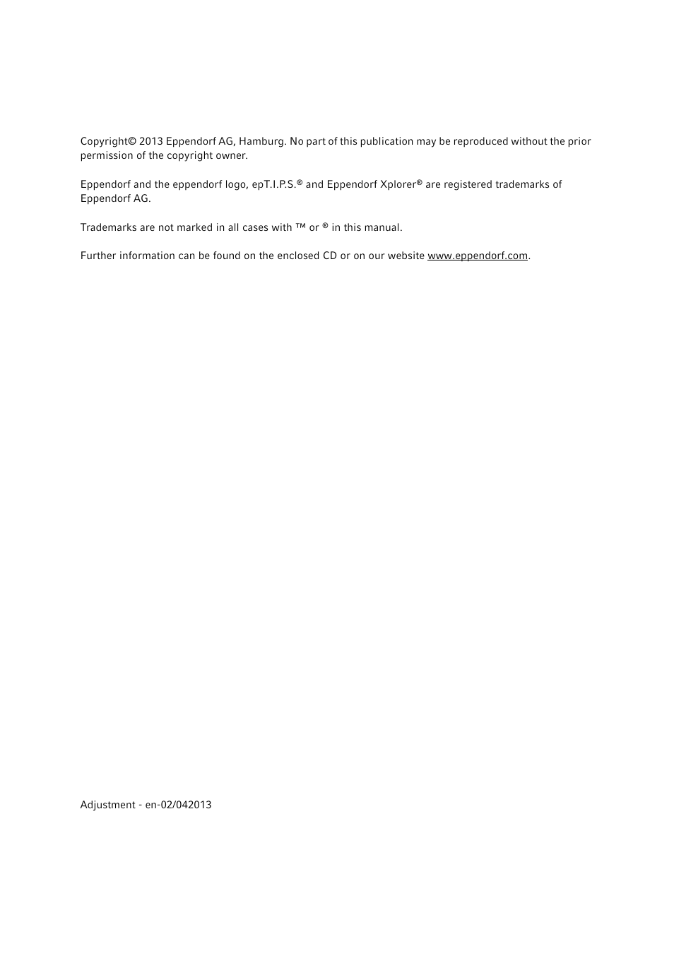 Eppendorf XplorerPlus Adjustment User Manual | Page 2 / 26