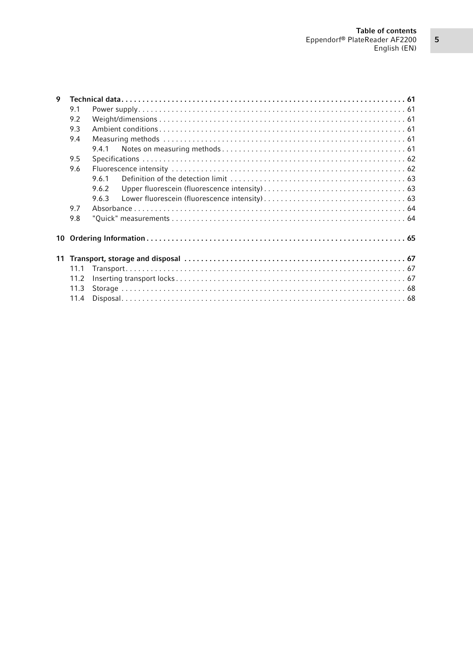 Eppendorf AF2200 Plate Reader User Manual | Page 5 / 72