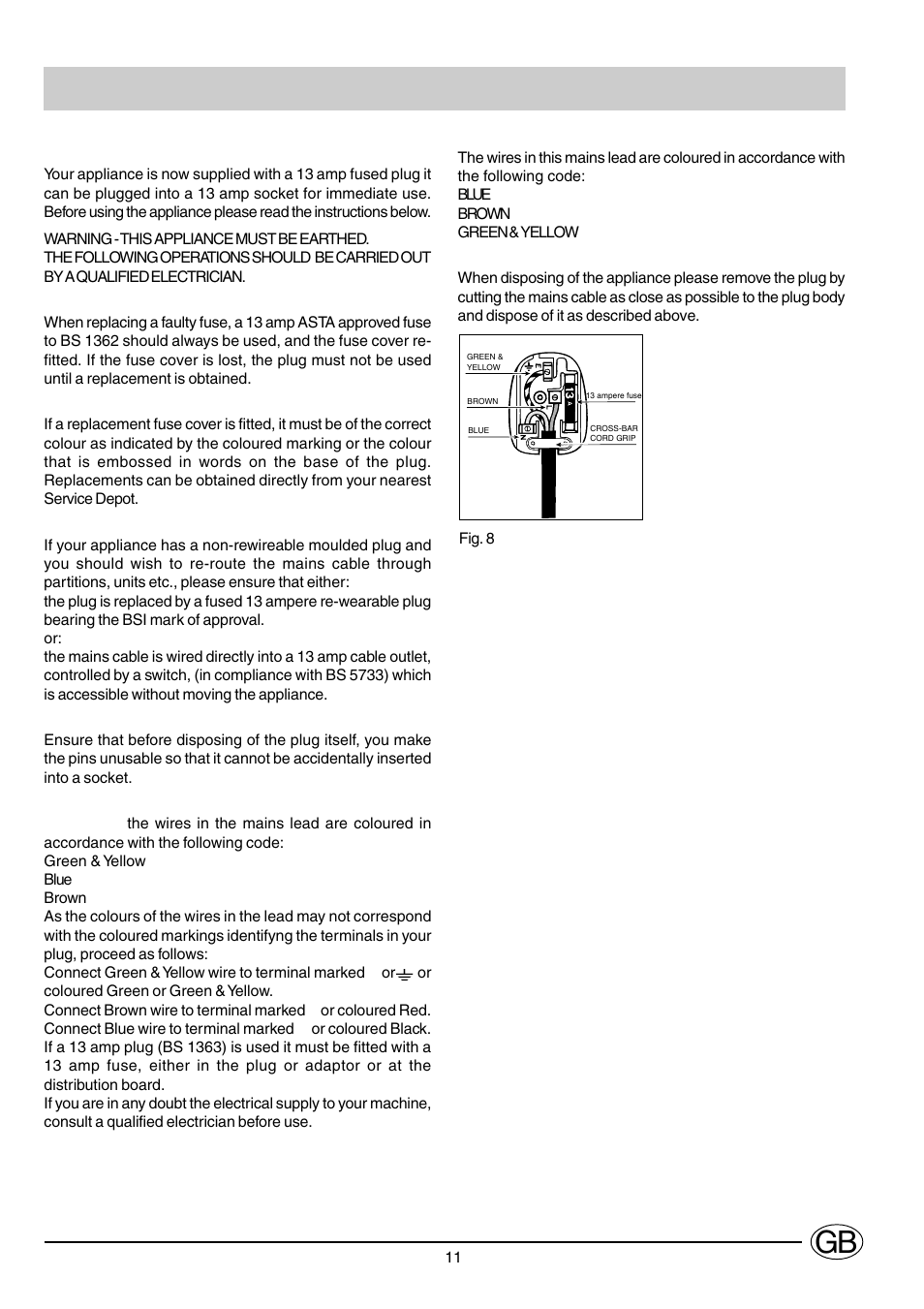 Electrical connection (figure 8) | Ariston CD12TUK User Manual | Page 12 / 14