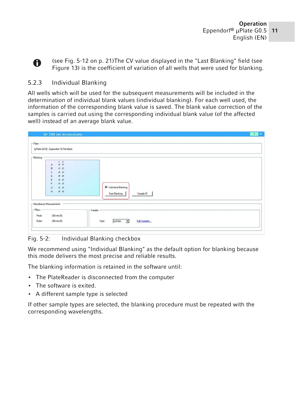 3 individual blanking, Individual blanking | Eppendorf G0.5 µPlate User Manual | Page 11 / 32