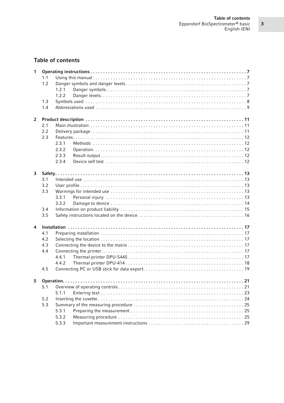 Eppendorf BioSpectrometer basic User Manual | Page 3 / 104