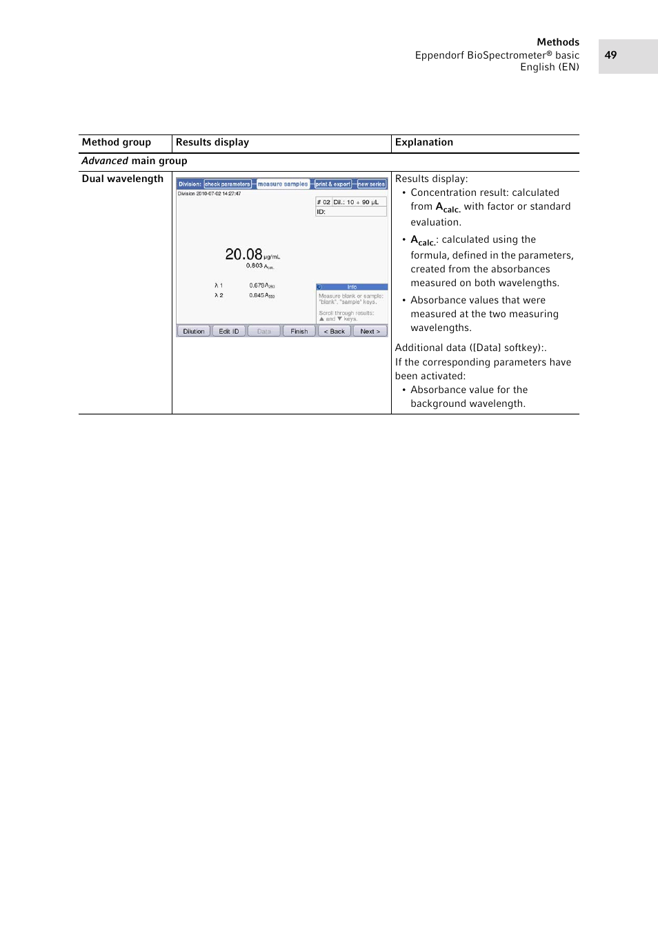 Eppendorf BioSpectrometer basic User Manual | Page 49 / 104