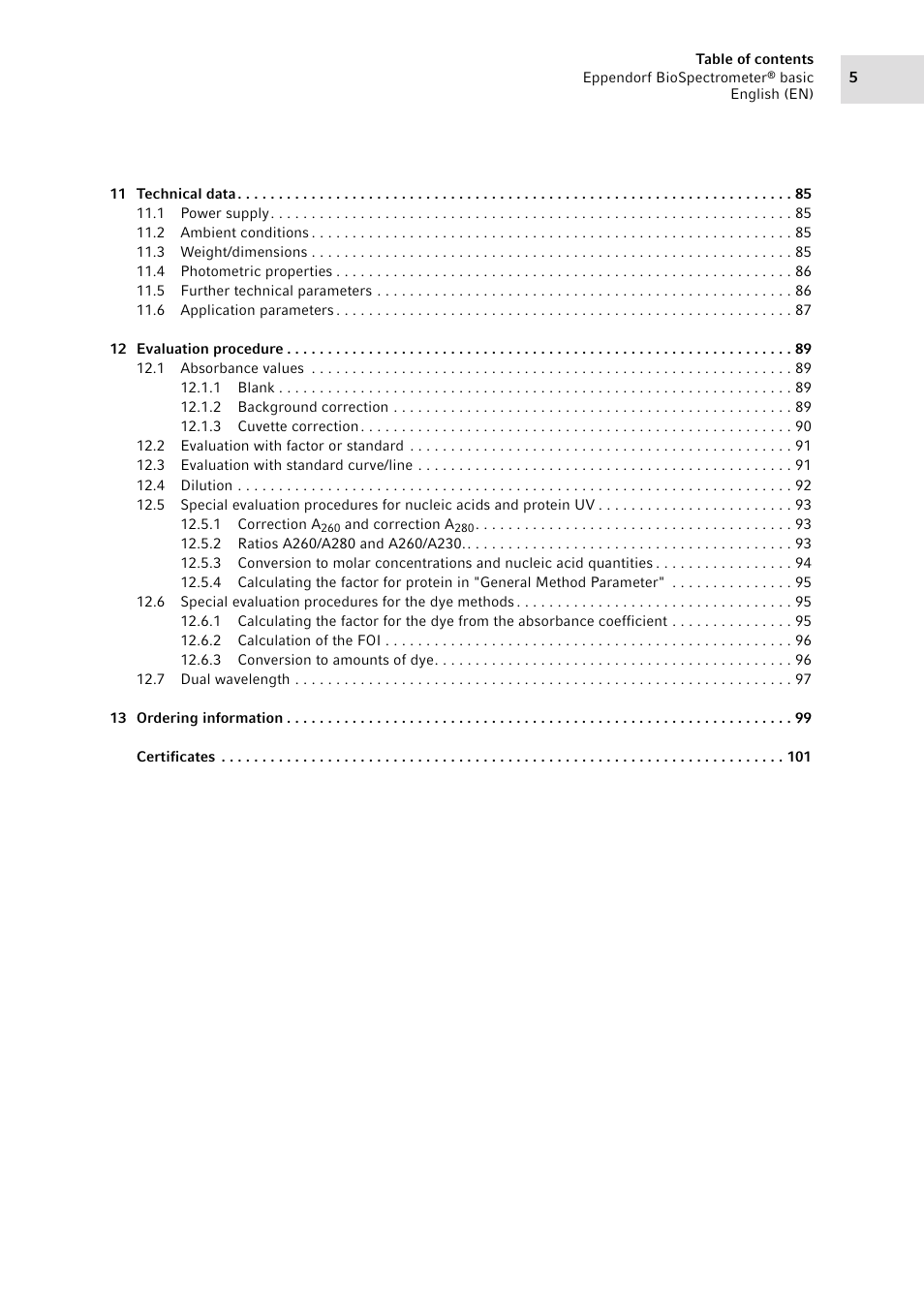 Eppendorf BioSpectrometer basic User Manual | Page 5 / 104