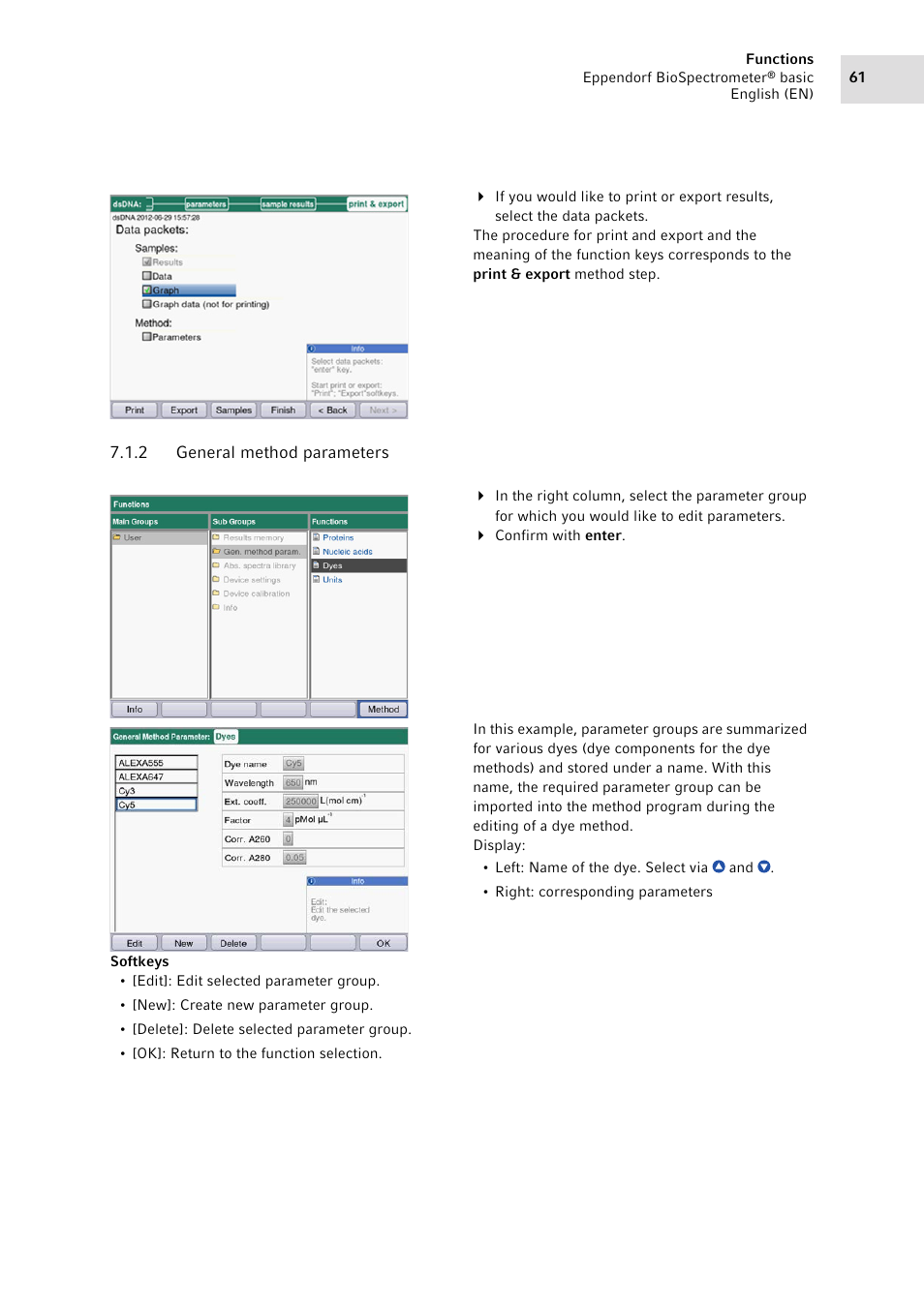 2 general method parameters, General method parameters | Eppendorf BioSpectrometer basic User Manual | Page 61 / 104